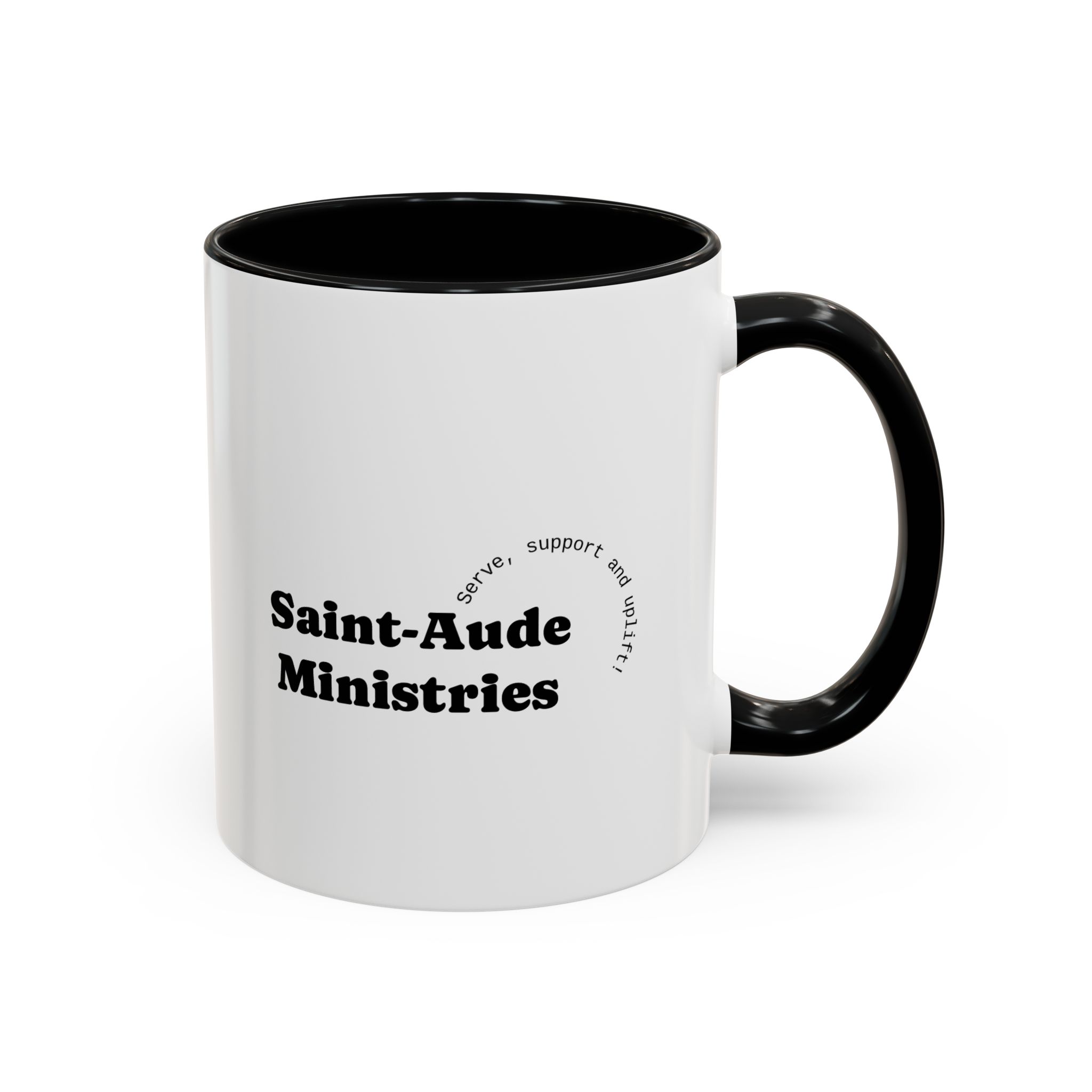 Saint-Aude Ministries Accent Coffee Mug — 11/15oz Black-Trim Ceramic Mug - Image 3